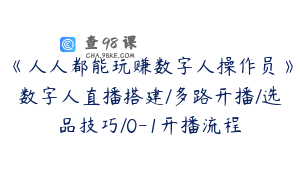 《人人都能玩赚数字人操作员》数字人直播搭建/多路开播/选品技巧/0-1开播流程