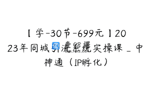 【学-30节-699元】2023年同城引流系统实操课_中神通（IP孵化）