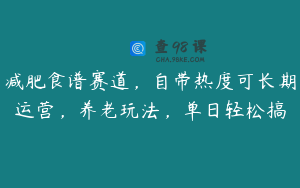 减肥食谱赛道，自带热度可长期运营，养老玩法，单日轻松搞