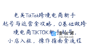老吴TikTok跨境电商新手起号与运营全攻略，0基础做跨境电商TIKTOK新手起号，小店入驻，操作指南全流程