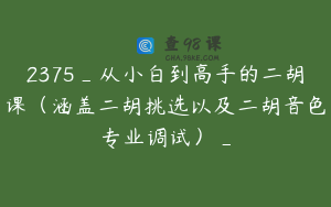 2375_从小白到高手的二胡课（涵盖二胡挑选以及二胡音色专业调试）_