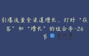 引爆流量全渠道增长，打好“获客”和“增长”的组合拳-26节
