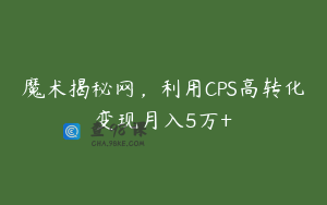魔术揭秘网，利用CPS高转化变现月入5万+