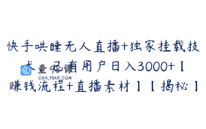快手哄睡无人直播+独家挂载技术，已有用户日入3000+【赚钱流程+直播素材】【揭秘】