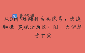 从0到1玩赚抖音头像号：快速躺赚-实现睡后收！附：大佬起号干货