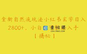 全新自然流玩法小红书玄学日入2800+，小白也可轻松入手【揭秘】