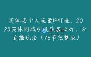 实体店个人流量IP打造,2023实体同城引流获客必听,含直播玩法(75节完整版)