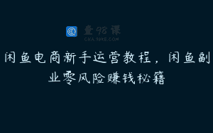 闲鱼电商新手运营教程，闲鱼副业零风险赚钱秘籍