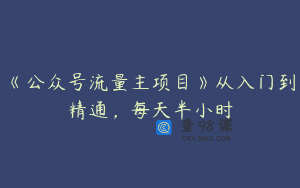《公众号流量主项目》从入门到精通，每天半小时