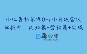 小红薯私家课0-1小白运营认知提升，认知篇+营销篇+实战篇