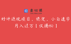 好评返现项目，稳定，小白速学月入过万【仅揭秘】