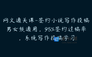 网文通关课-签约小说写作投稿男女频通用，95%签约过稿率，系统写作投稿学习