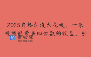 2025自热引流天花板，一条视频能带来四位数的收益，引