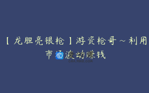 【龙胆亮银枪】游资枪哥~利用市场波动赚钱