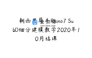 朝西里犀牛Rhino7 SubD细分建模教学2020年10月结课