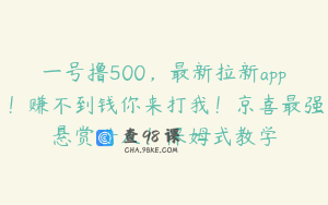 一号撸500，最新拉新app！赚不到钱你来打我！京喜最强悬赏猎人！保姆式教学