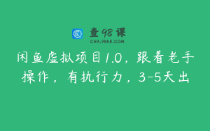 闲鱼虚拟项目1.0，跟着老手操作，有执行力，3-5天出
