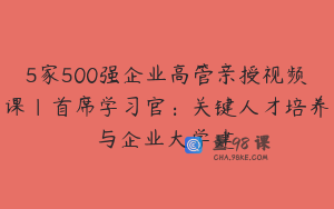 5家500强企业高管亲授视频课｜首席学习官：关键人才培养与企业大学建