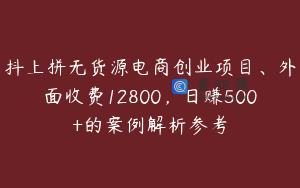 抖上拼无货源电商创业项目、外面收费12800，日赚500+的案例解析参考