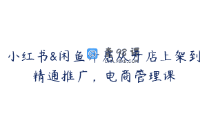 小红书&闲鱼开店从开店上架到精通推广，电商管理课