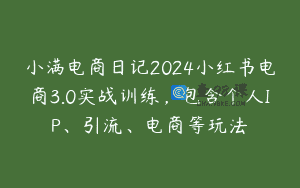 小满电商日记2024小红书电商3.0实战训练，包含个人IP、引流、电商等玩法