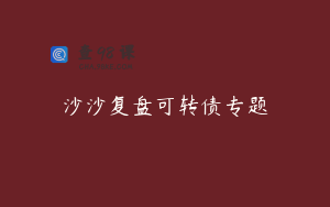 沙沙复盘可转债专题