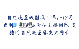 自然流量破圈线上课1-12月更新：打造运营型主播团队 直播间自然流量爆发式增长