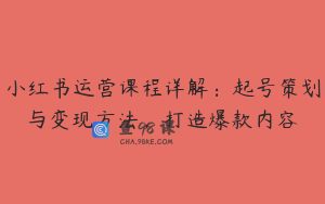 小红书运营课程详解：起号策划与变现方法，打造爆款内容