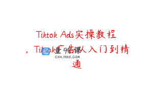 Tiktok Ads实操教程，Tiktok广告从入门到精通