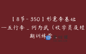 【8节-￥350】形意拳基础—五行拳_何为武（收学员及短期训练营_