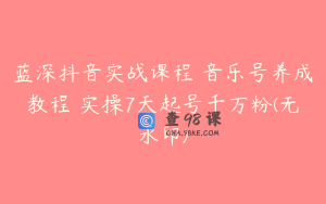 蓝深抖音实战课程 音乐号养成教程 实操7天起号千万粉(无水印)