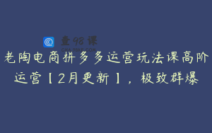 老陶电商拼多多运营玩法课高阶运营【2月更新】，极致群爆