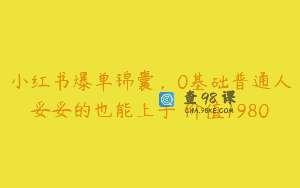 小红书爆单锦囊，0基础普通人妥妥的也能上手 价值1980