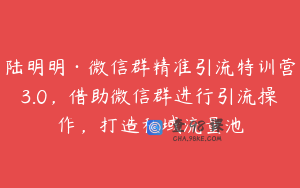 陆明明·微信群精准引流特训营3.0，借助微信群进行引流操作，打造私域流量池