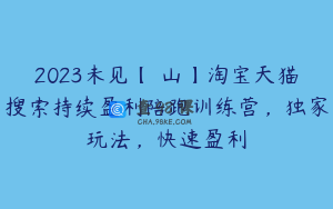 2023未见【無山】淘宝天猫搜索持续盈利陪跑训练营,独家玩法,快速盈利