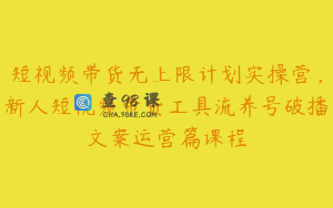 短视频带货无上限计划实操营，新人短视频带货工具流养号破播文案运营篇课程