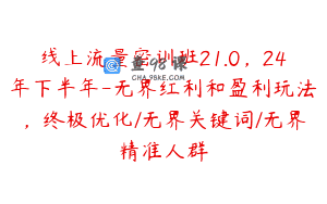 线上流量密训班21.0，24年下半年-无界红利和盈利玩法，终极优化/无界关键词/无界精准人群