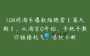 108将淘系爆款陪跑营【第九期】，从淘宝0开始，手把手教你链接起飞，爆款不断