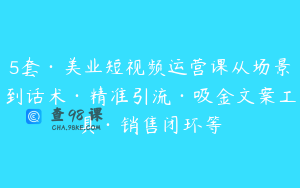 5套·美业短视频运营课从场景到话术·精准引流·吸金文案工具·销售闭环等