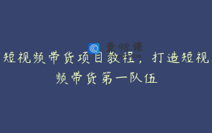短视频带货项目教程，打造短视频带货第一队伍