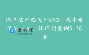 独立站网站优化CRO，成本最低的方法，让你销量翻3-10倍