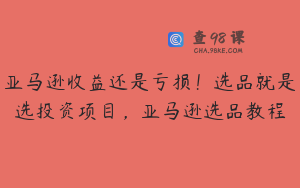 亚马逊收益还是亏损!选品就是选投资项目,亚马逊选品教程