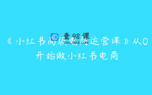 《小红书高级电商运营课》从0开始做小红书电商