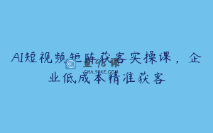 AI短视频矩阵获客实操课，企业低成本精准获客