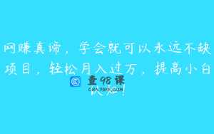 网赚真谛，学会就可以永远不缺项目，轻松月入过万，提高小白认知！