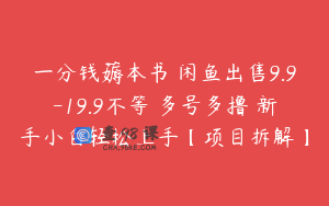 一分钱薅本书 闲鱼出售9.9-19.9不等 多号多撸 新手小白轻松上手【项目拆解】