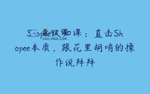Shopee认知课：直击Shopee本质，跟花里胡哨的操作说拜拜