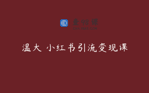 温大玥小红书引流变现课