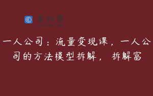 一人公司：流量变现课，一人公司的方法模型拆解， 拆解富