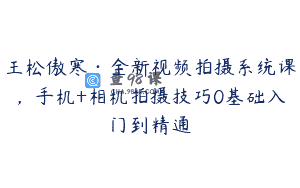 王松傲寒·全新视频拍摄系统课，手机+相机拍摄技巧0基础入门到精通